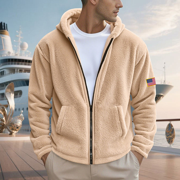 Men's fleece hoodie with practical pockets and modern zipper Lisslune