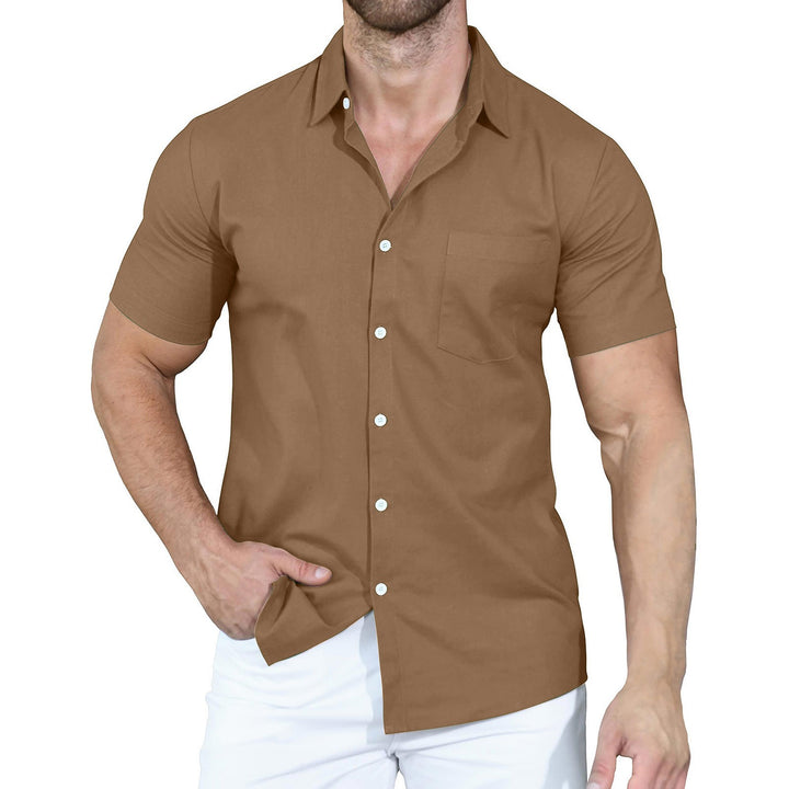 Men's short-sleeve shirt made of high-quality cotton with practical chest pocket Lisslune