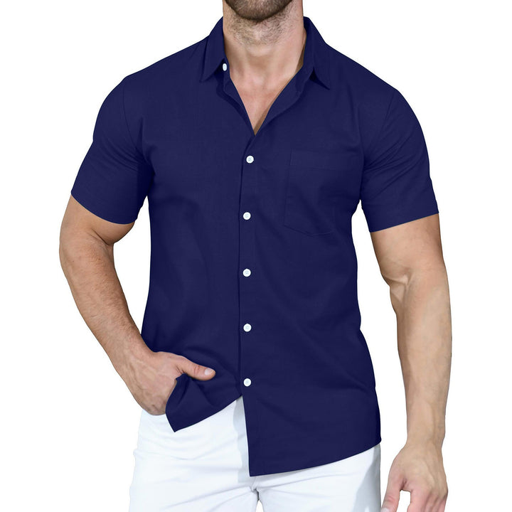 Men's short-sleeve shirt made of high-quality cotton with practical chest pocket Lisslune