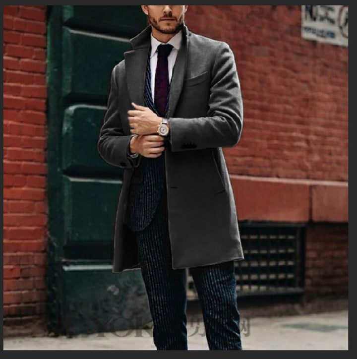 Men's elegant wool coat with stylish lapels and practical side pockets Lisslune