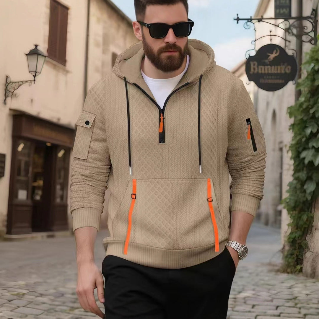 Men's stylish hoodie with textured design and practical pockets Lisslune