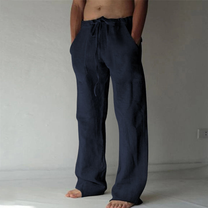 Men's casual linen pants with elastic waistband and practical side pockets Lisslune
