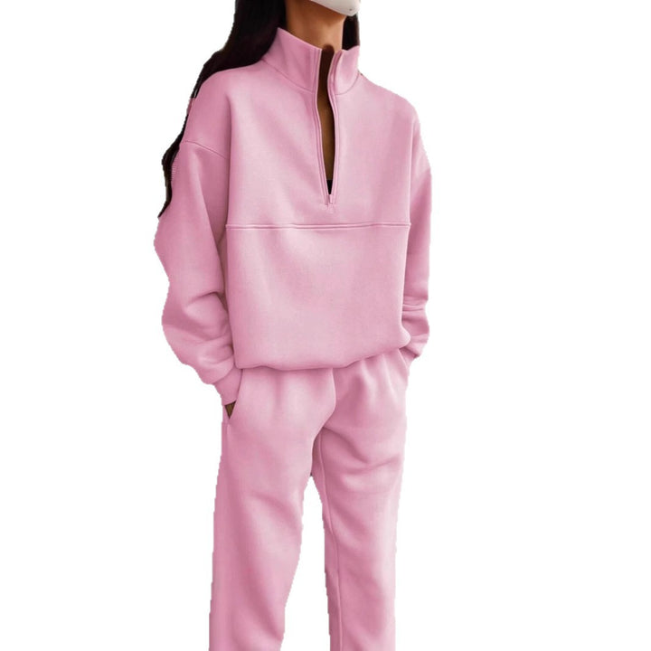 Women's sweatshirt and jogging pants set with modern stand-up collar Lisslune