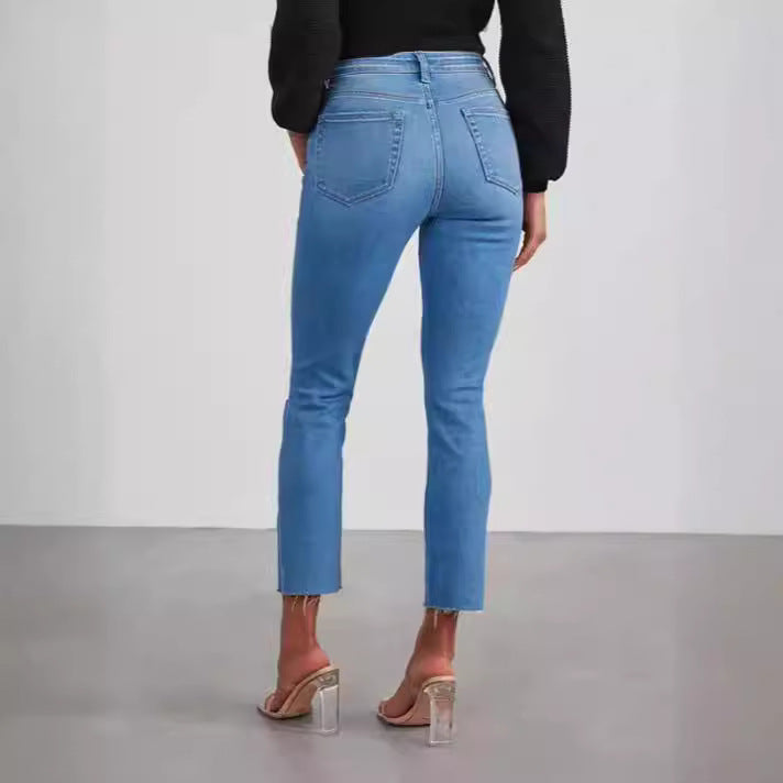 Damen zeitlose Jeans im modernen Schnitt mit cropped Bein Lisslune