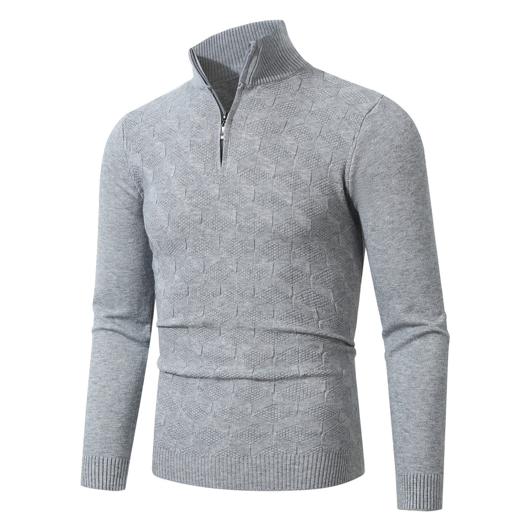 Men's stylish knitted sweater with half zipper and textured design Lisslune