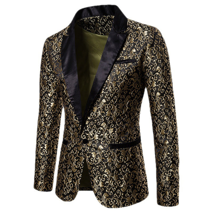 Men's Elegant Blazer with Elaborate Pattern and Satin Finish Lisslune