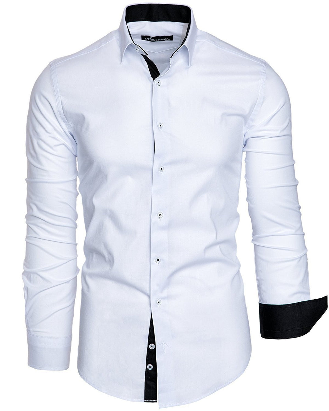 Men's long-sleeve shirt with elegant contrast finishing and modern slim-fit cut Lisslune