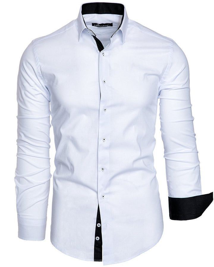 Men's long-sleeve shirt with elegant contrast finishing and modern slim-fit cut Lisslune