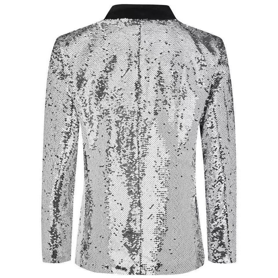 Men's glamorous sequin blazer with classic lapel cut Lisslune