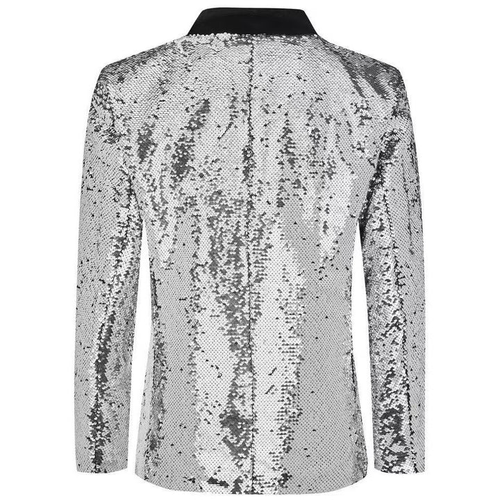 Men's glamorous sequin blazer with classic lapel cut Lisslune