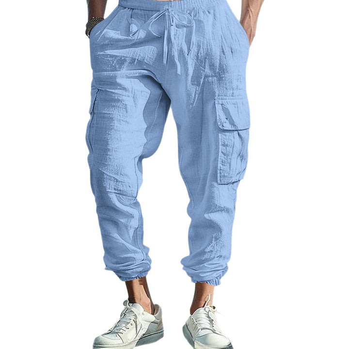 Men's casual cargo pants made from lightweight, breathable fabric with practical side pockets Lisslune