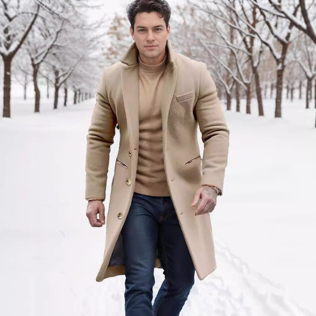 Men's elegant wool coat with slim fit and golden buttons Lisslune