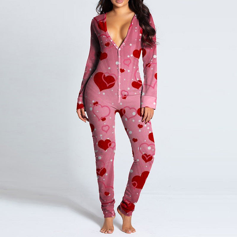 Women's onesie with heart motif and cozy fabric Lisslune