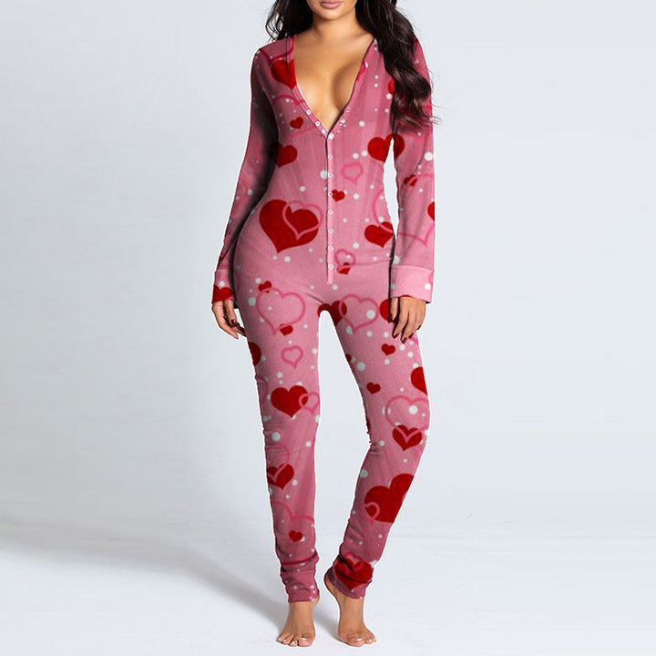 Women's onesie with heart motif and cozy fabric Lisslune