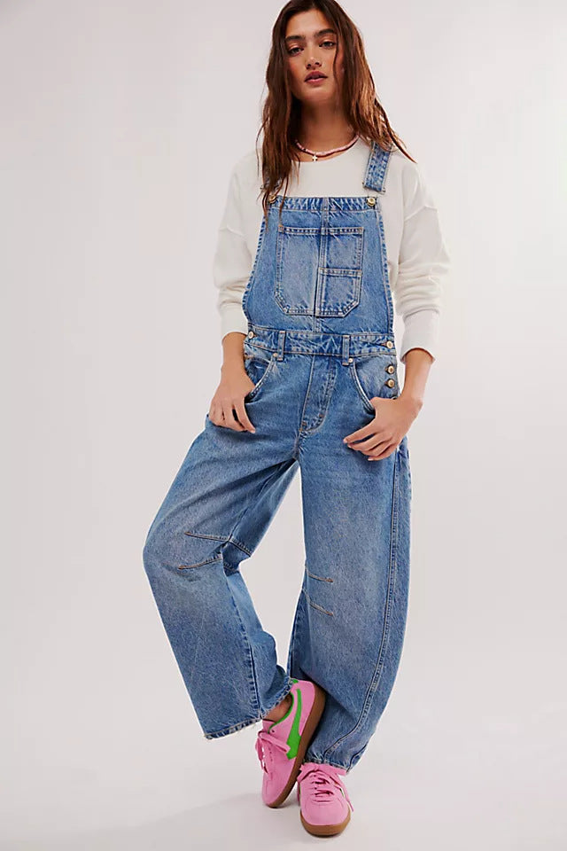 Women's casual denim overalls in a modern cut with adjustable straps Lisslune