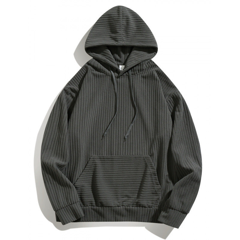 Men's casual hoodie with textured ribbed pattern and practical pockets Lisslune