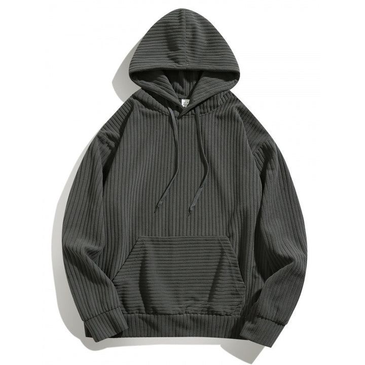 Men's casual hoodie with textured ribbed pattern and practical pockets Lisslune