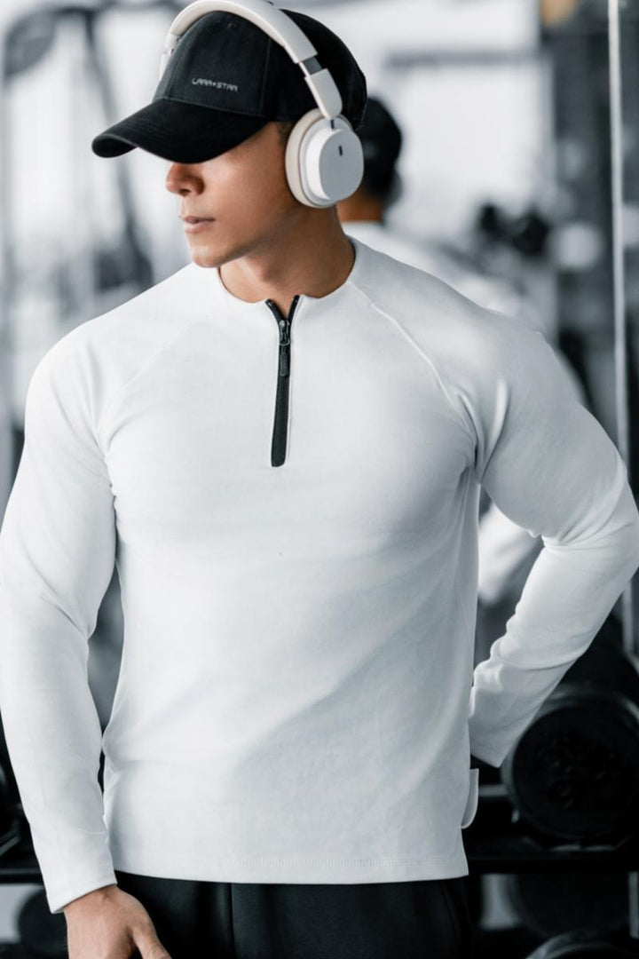 Men's Long Sleeve Workout Shirt with Innovative Zipper Lisslune