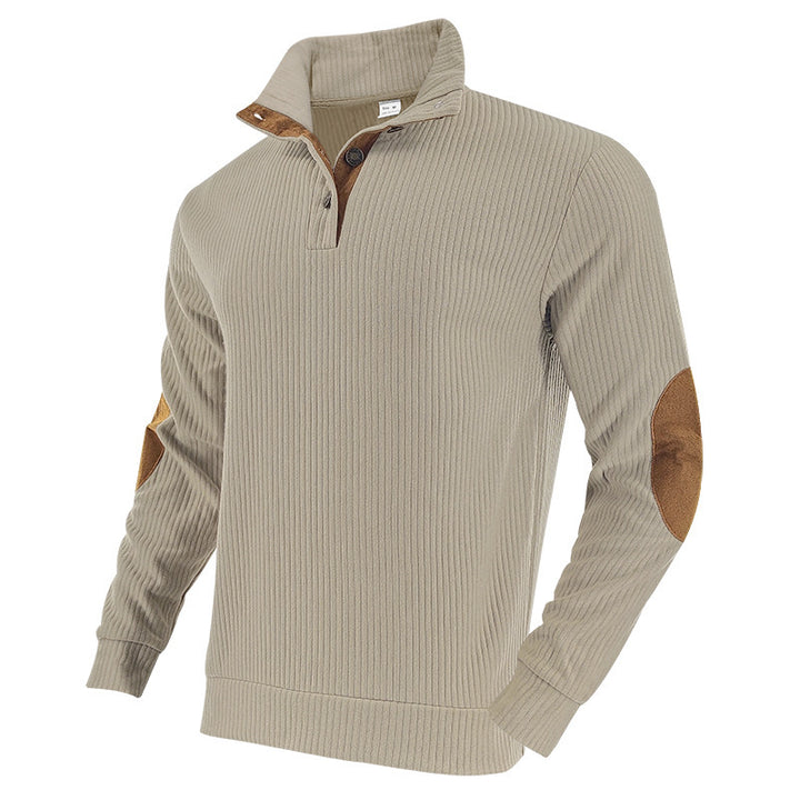 Men's casual knitted sweater with collar and fashionable elbow patches Lisslune