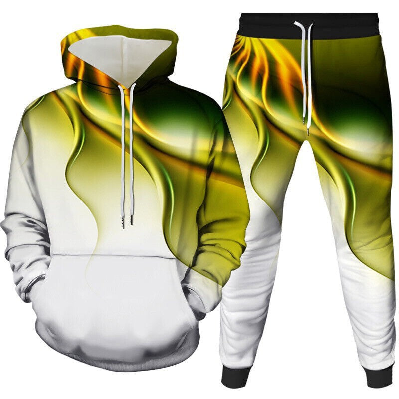 Men's hoodie and jogging pants set with modern graphic print Lisslune