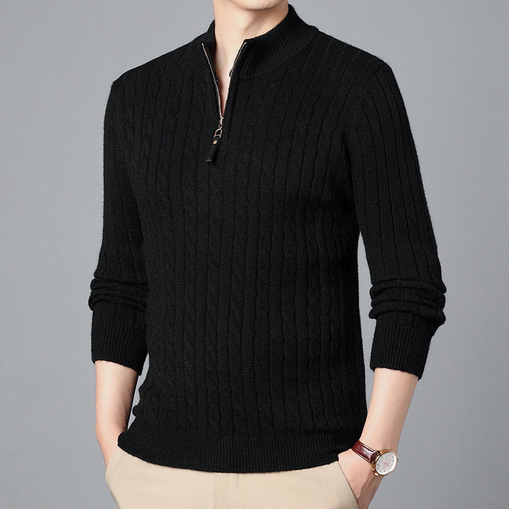 Men's High-Quality Knit Sweater with Modern Zipper and Detailed Texture Lisslune