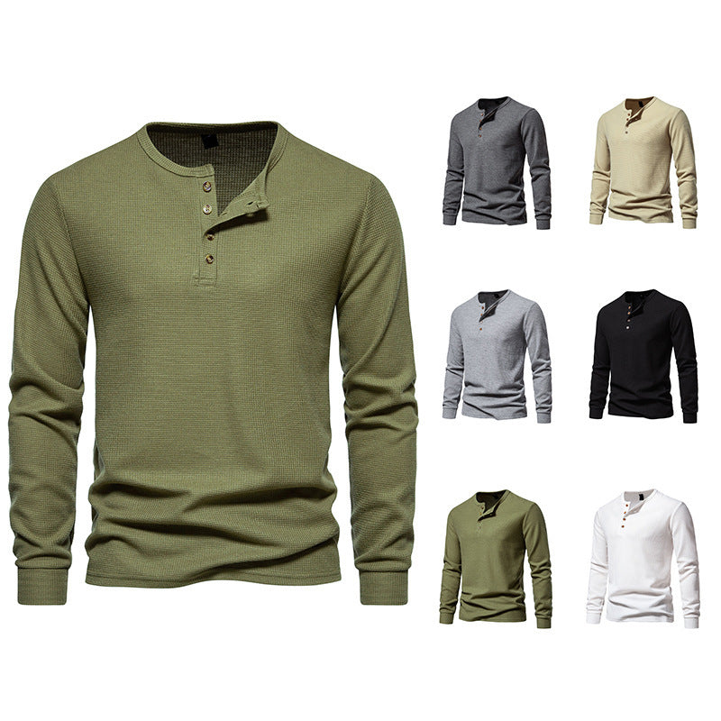 Men's Long Sleeve Shirts with Button Placket Lisslune