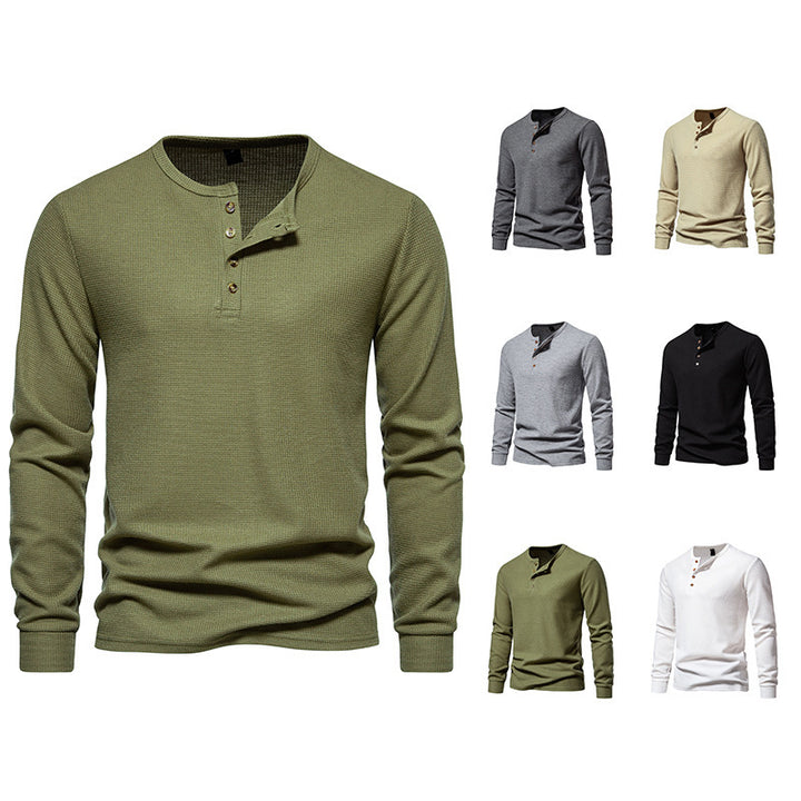 Men's Long Sleeve Shirts with Button Placket Lisslune