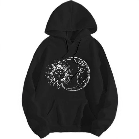 Women's hoodie with artistic sun-moon motif Lisslune