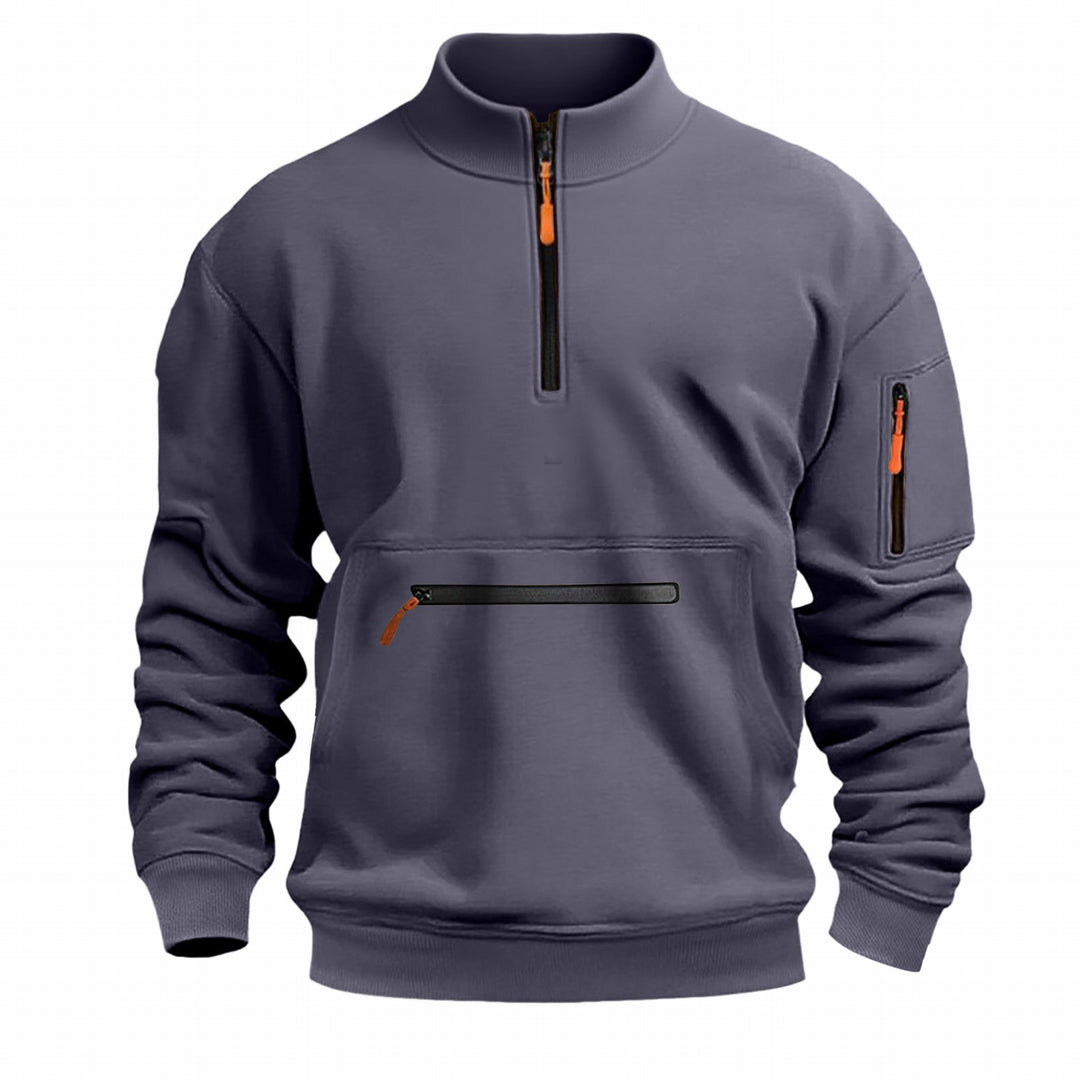 Men's functional pullover with half zip and practical pockets Lisslune