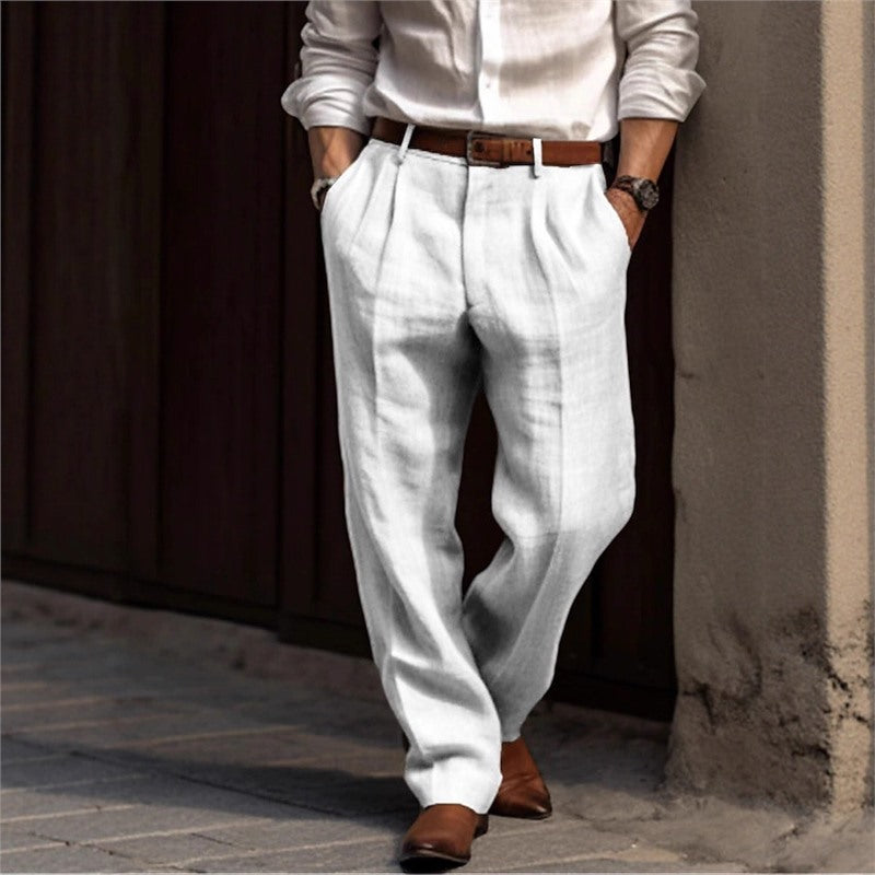 Men's elegant linen trousers with a relaxed fit and practical pockets Lisslune