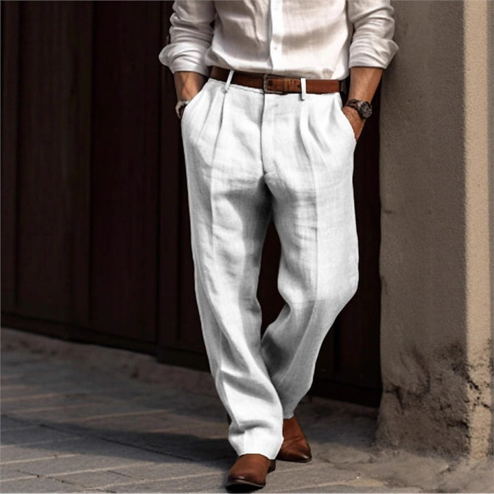 Men's elegant linen trousers with a relaxed fit and practical pockets Lisslune