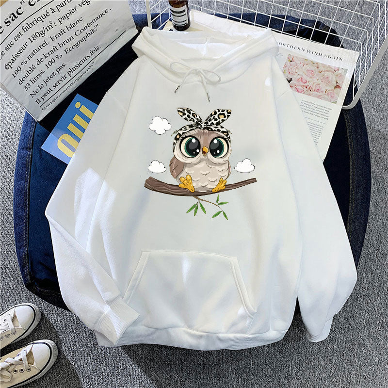 Women's hooded sweatshirt with cute owl motif Lisslune
