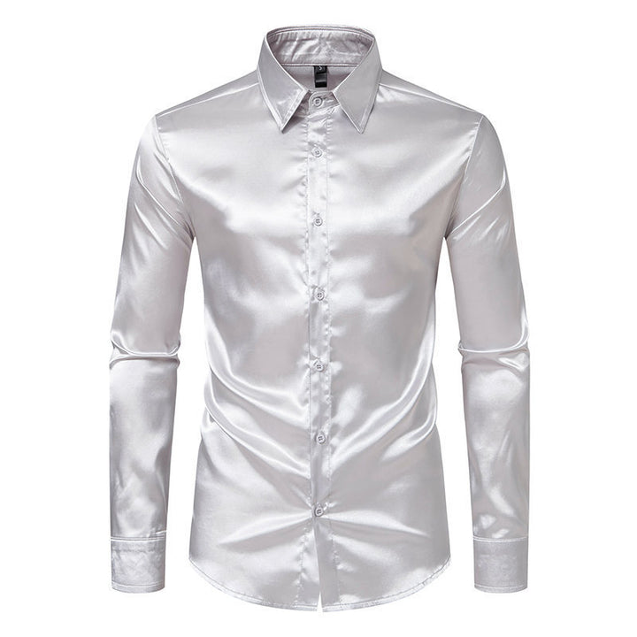 Men's elegant long-sleeve shirt made of silky shiny fabric Lisslune