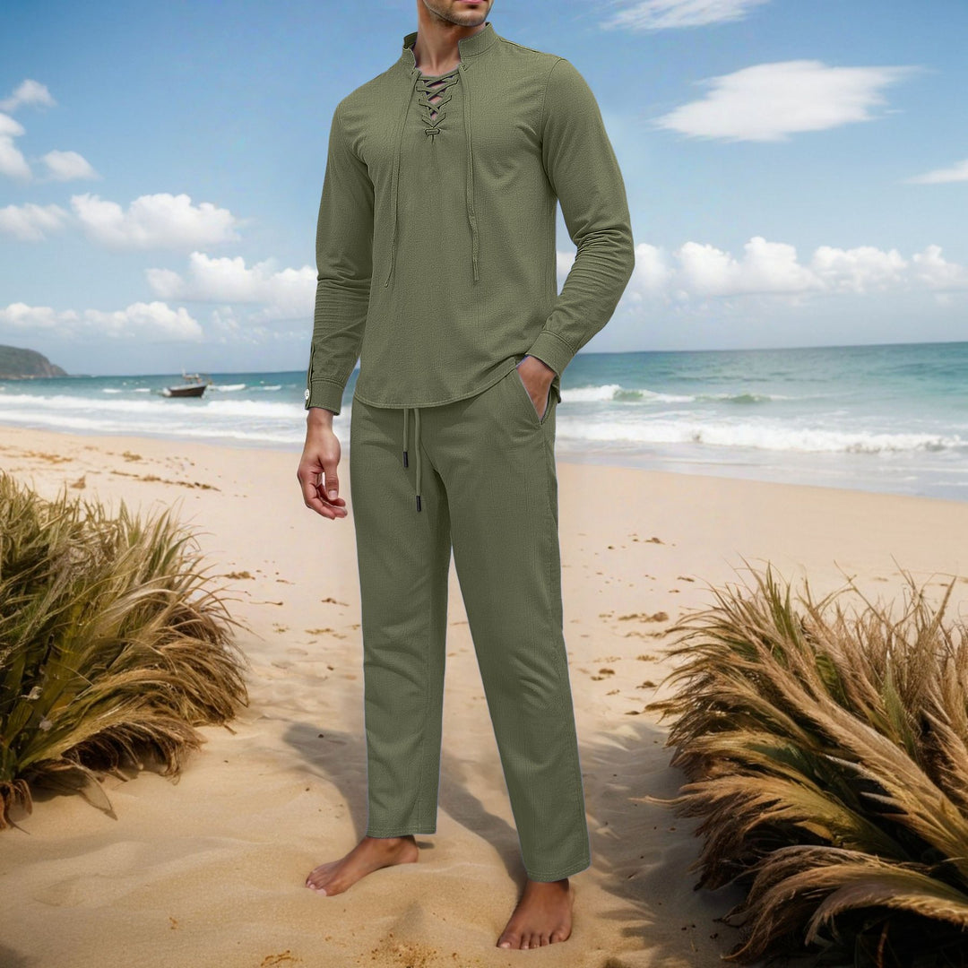 Men's Elegant Leisure Set with Breathable Top and Comfortable Pants Lisslune