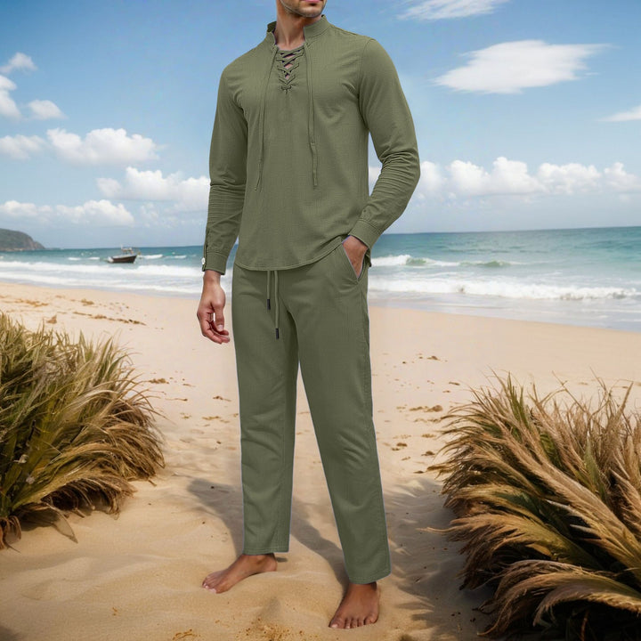Men's Elegant Leisure Set with Breathable Top and Comfortable Pants Lisslune