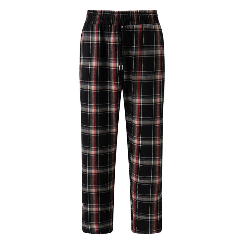 Men's comfortable flannel pants with practical side pockets and elastic waistband Lisslune