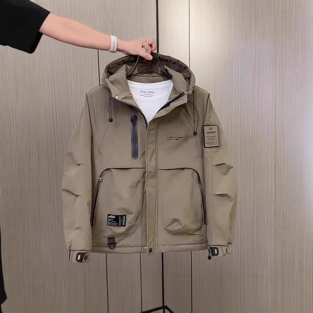 Men's Multifunctional Outdoor Jacket with Insulating Hood and Practical Zipper Lisslune