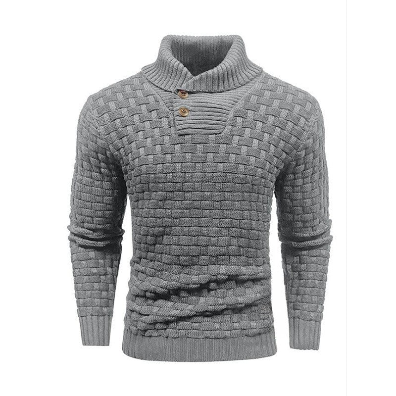 Men's knitted sweater with textured pattern and modern stand-up collar Lisslune