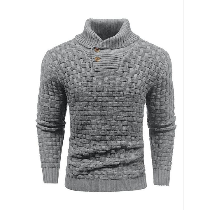 Men's knitted sweater with textured pattern and modern stand-up collar Lisslune