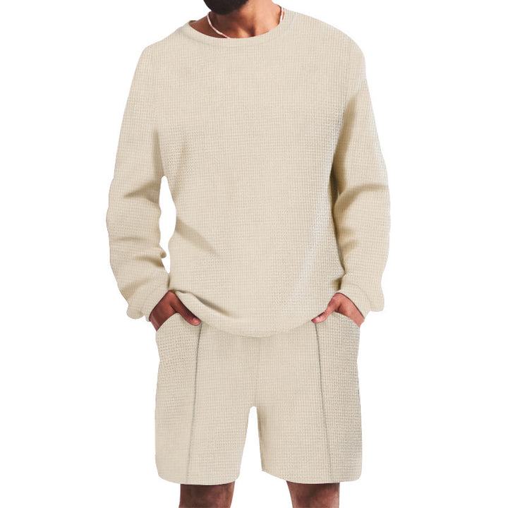 Men's casual leisure set with textured top and comfortable shorts Lisslune