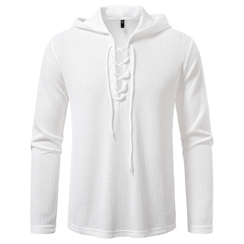 Men's hoodie with innovative lacing and textured design Lisslune