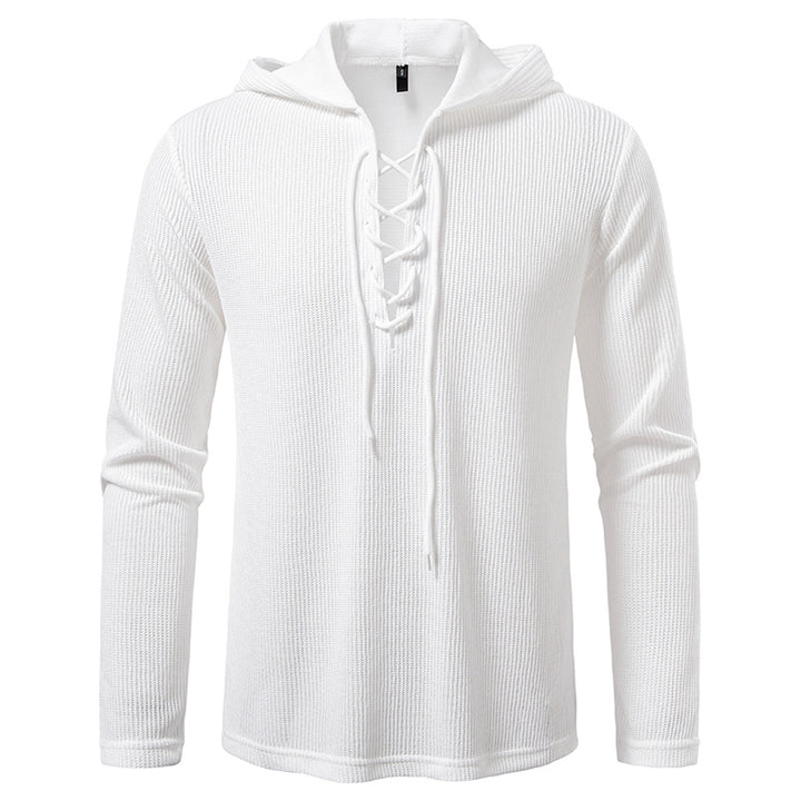 Men's hoodie with innovative lacing and textured design Lisslune