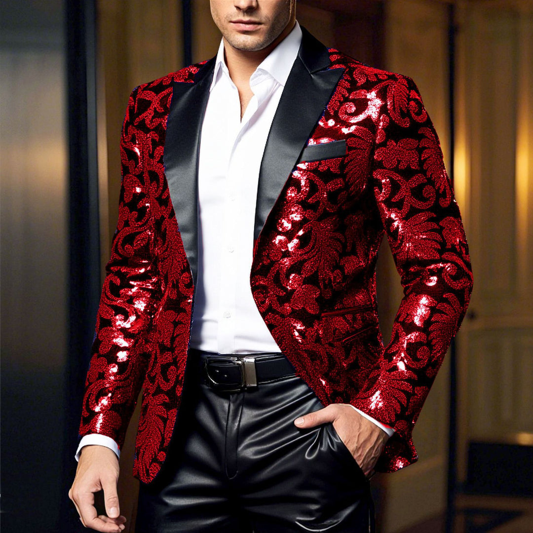 Men's Glamorous Jacquard Blazer with Shimmering Design Lisslune