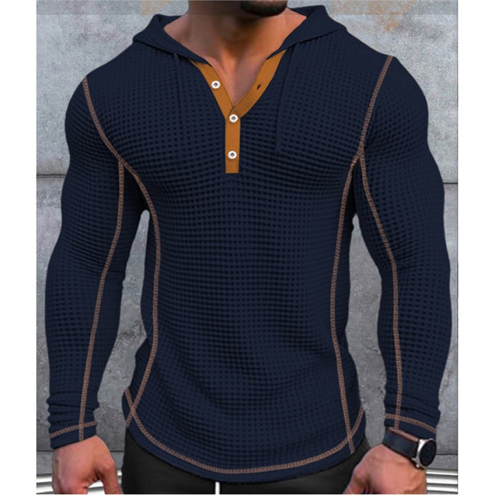Men's stylish hooded shirt with textured design and button placket Lisslune