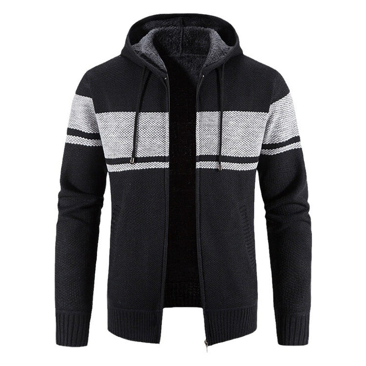 Men's cardigan with hood and contrasting stripe pattern Lisslune