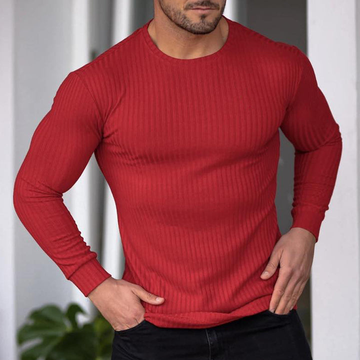Men's long sleeve shirt with fine ribbed texture Lisslune