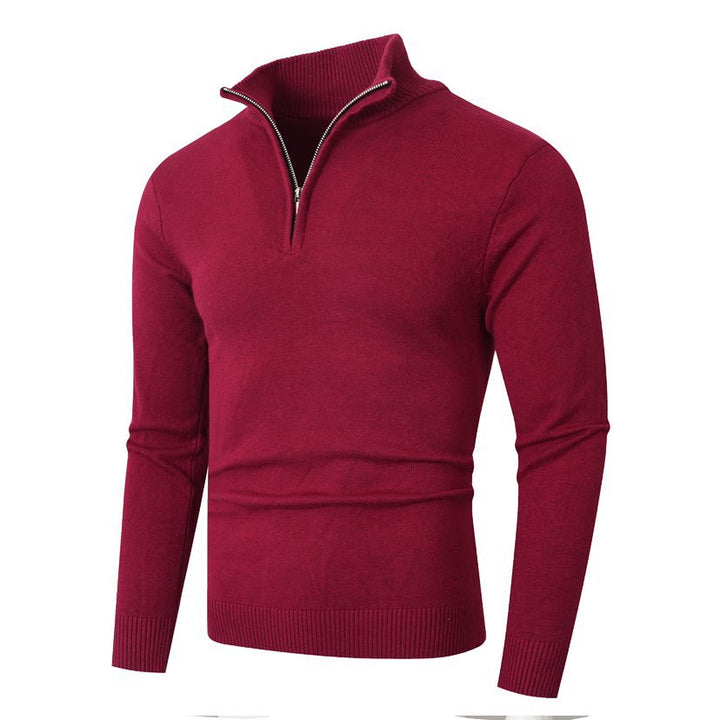 Men's knit sweater with modern standing collar and high-quality zipper Lisslune