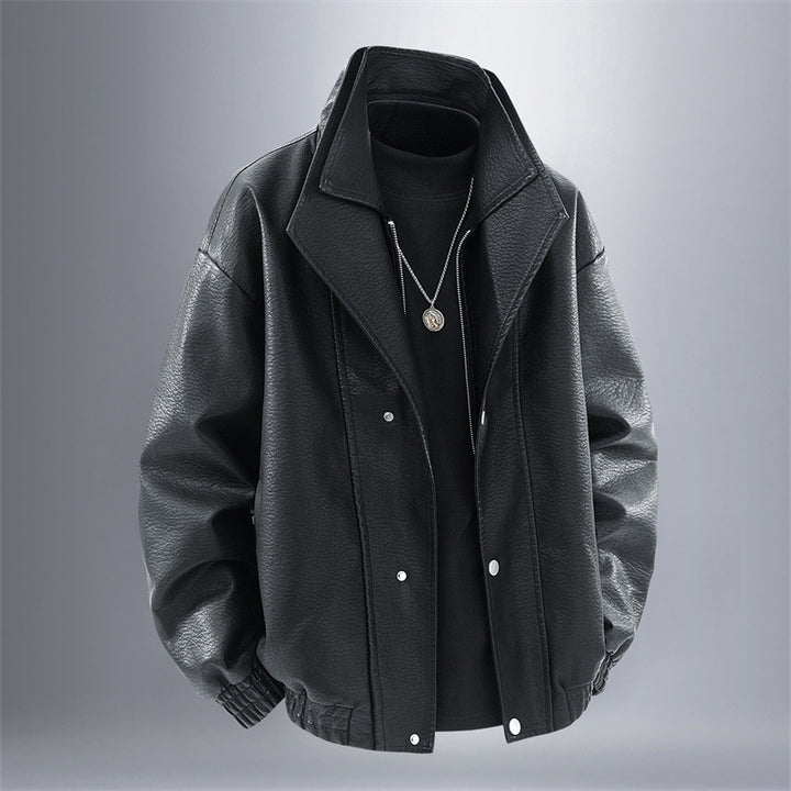 Men's Fashionable Synthetic Leather Jacket In A Casual Cut Lisslune