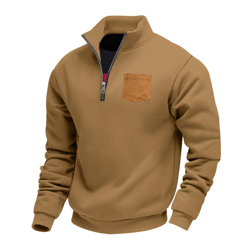 Men's fleece pullover with contrasting zipper and practical chest pocket Lisslune