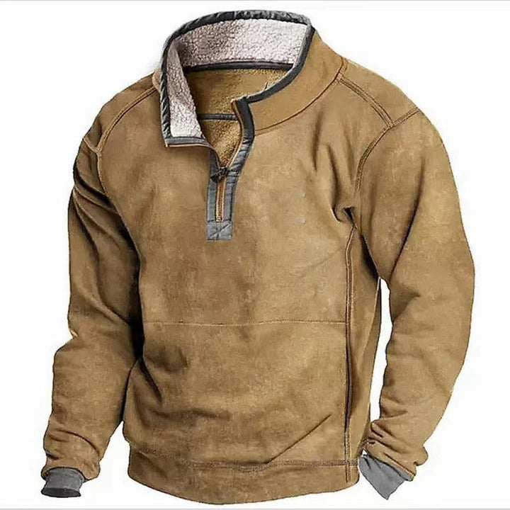 Men's fleece sweater with high collar and practical zipper Lisslune